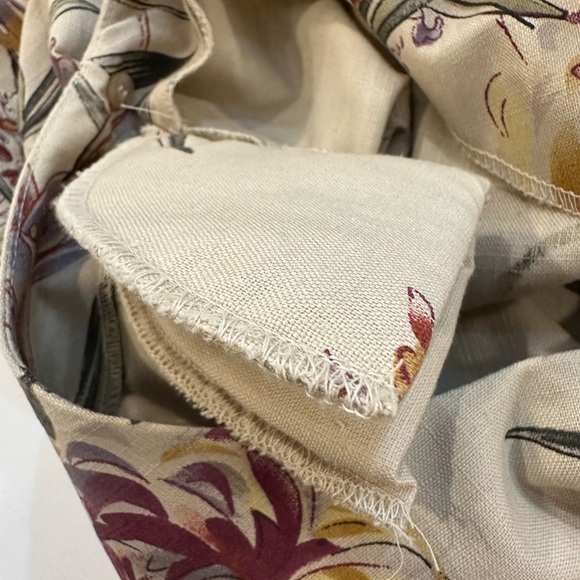 Vintage Premier Linen Cream Maxi Floral Dress Ladies Plus 2X shoulder pads - Picture 8 of 8